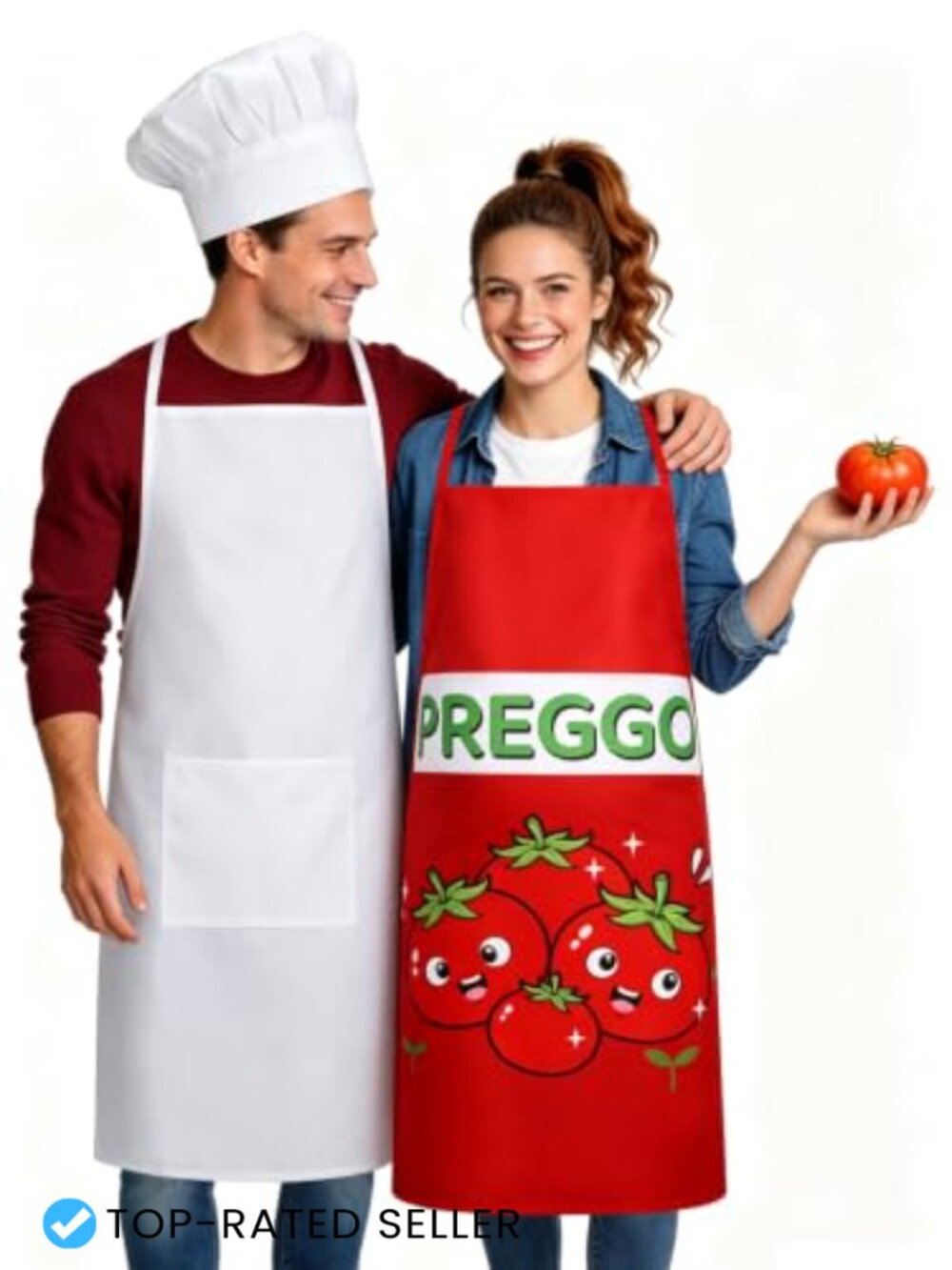 Preggo Chef Couples Halloween Costume Set Apron & Chef Hat 3Pc